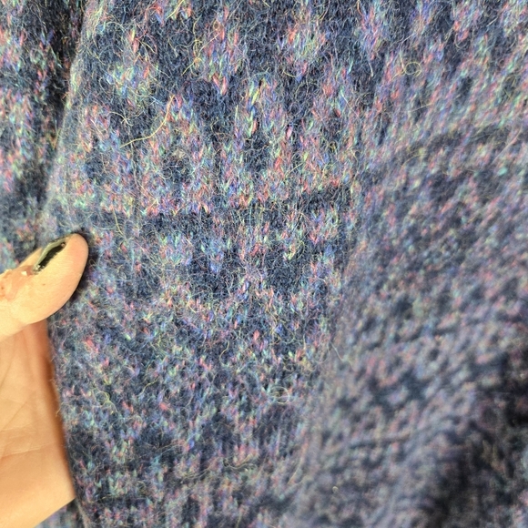 vtg 90s Peruvian Connection Pure Alpaca Blue Jacquard Pattern Crewneck Sweater - Picture 7 of 8